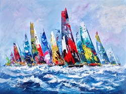Aggressive Waves by Bernard - Original Painting on Box Canvas sized 47x35 inches. Available from Whitewall Galleries